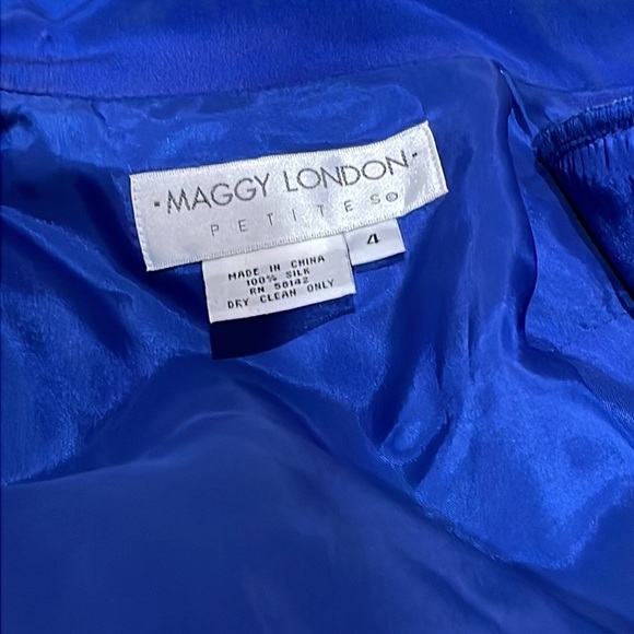 Maggy London Silk Vintage Shoulder Padded Women’s Deep Royal Blue Pant Suit - Picture 8 of 15